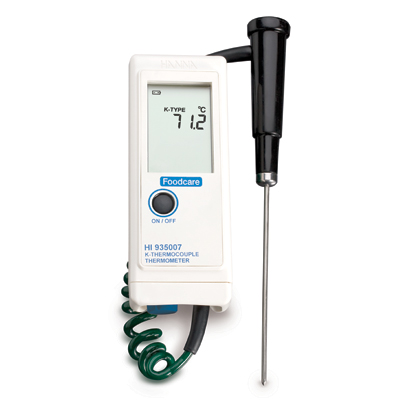 HANNA HI935007 Thermomètre alimentaire à thermocouple type K avec sonde fixe, étanche