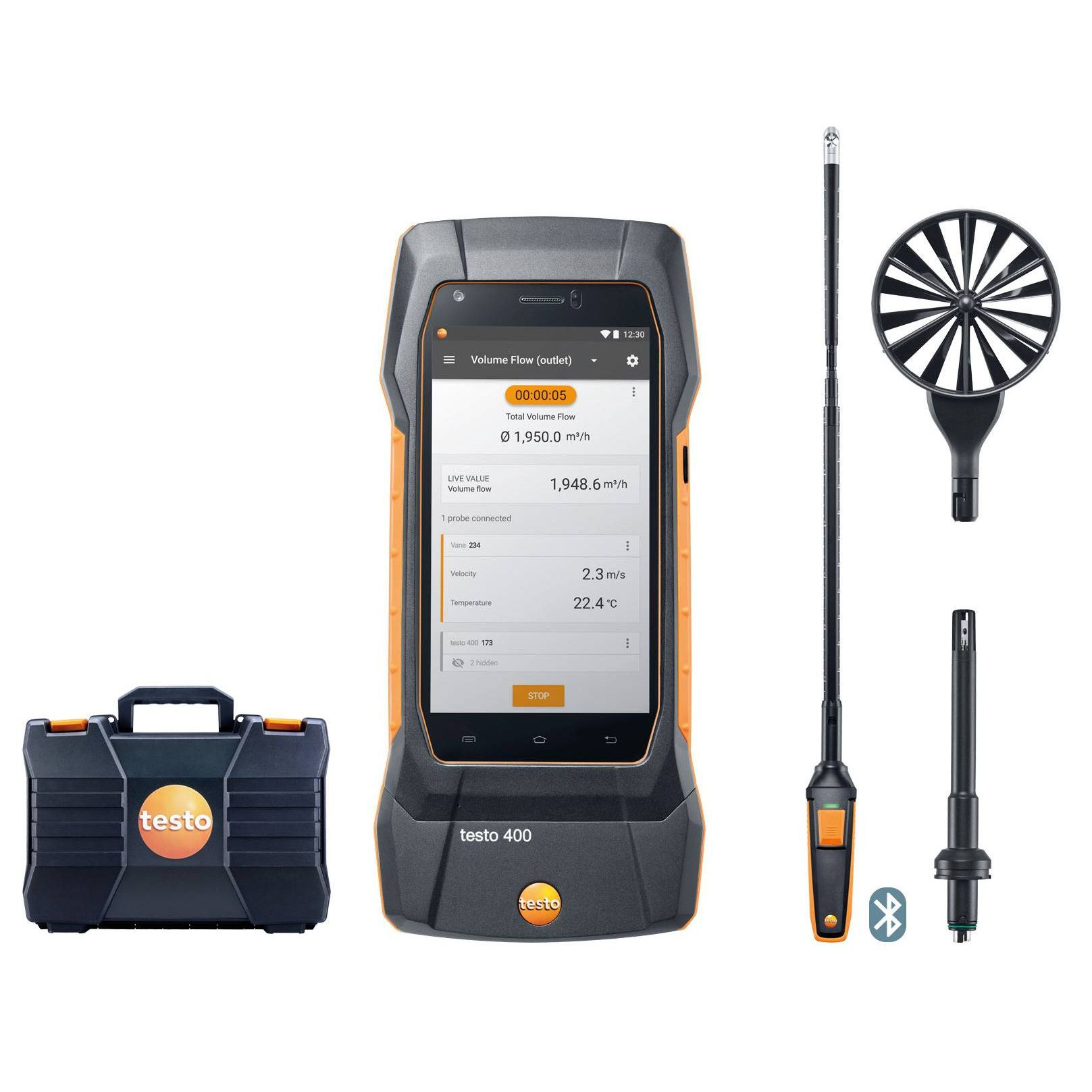 Testo 400 Kit de mesure pour la ventilation avec sonde à fil chaud