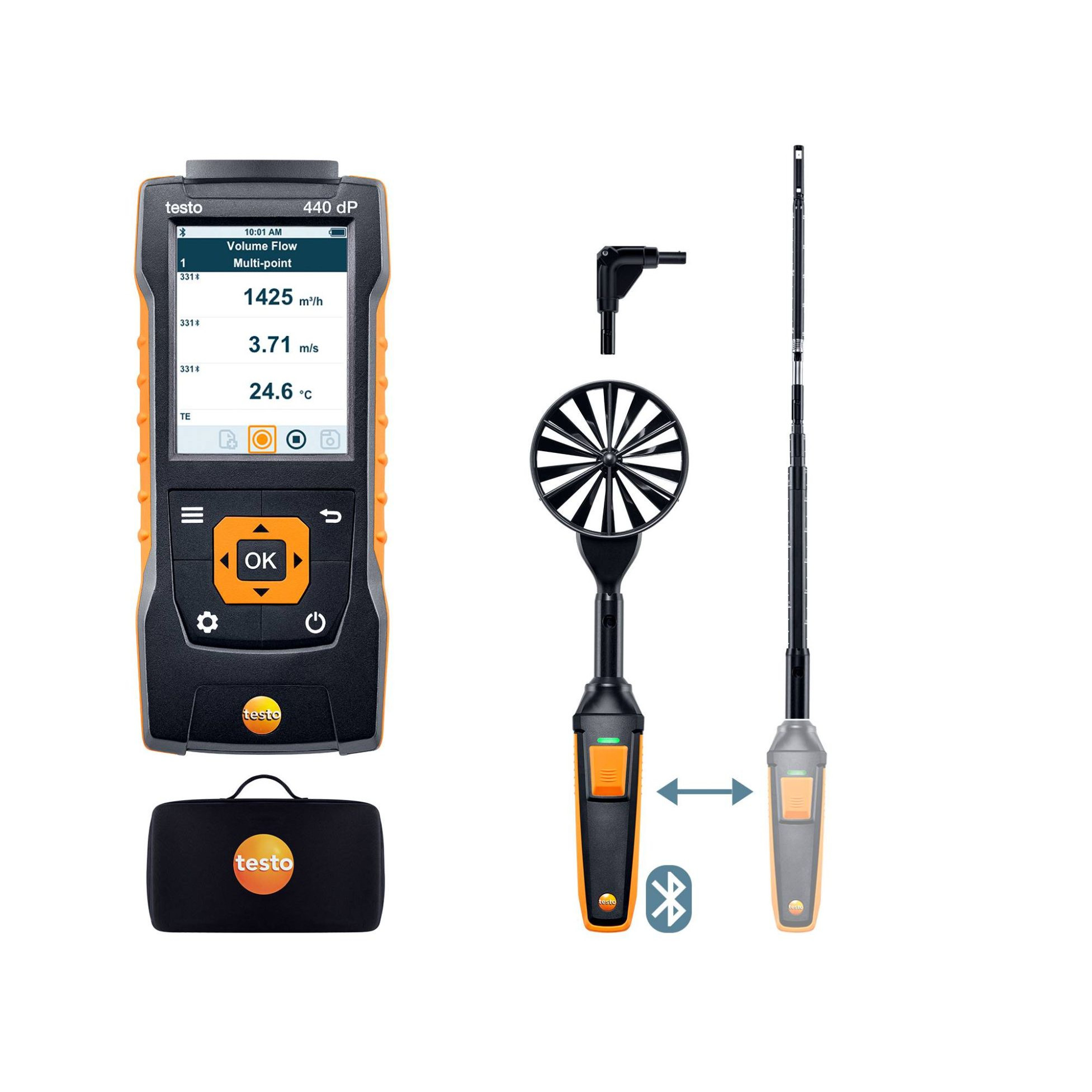 Testo 440 delta P Kit combiné 1 avec Bluetooth® pour l’écoulement 0563 4409